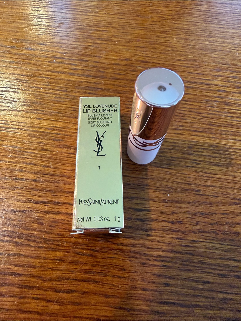 Yves Saint Laurent Lip Blusher with Rose Gold Cap and Pale Pink Tube - Picture 1 of 5